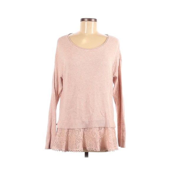 ANTHROPOLOGIE KNITTED & KNOTTED LACE BLUSH SWEATER - Picture 2 of 14